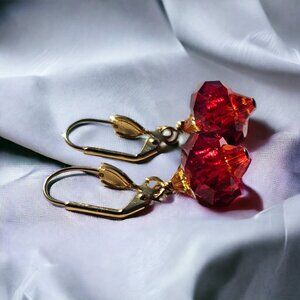 Czech Crystal Dionne with Swarovski Bicone in Sunset Colors Earrings